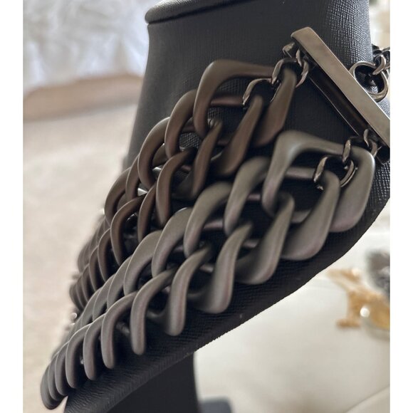 Lafayette Italy Chunky Multilayer Chain Necklace Metallic Silver & Brown Tones - Picture 11 of 15